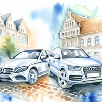 欧州のクルマ、ベンツのCクラス、アウディのQ5