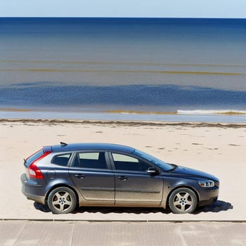 海水浴場、ボルボV40、自動車、ボディの錆、写真