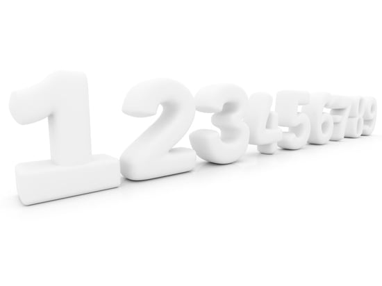 Numbers in 3D isolated over a white background