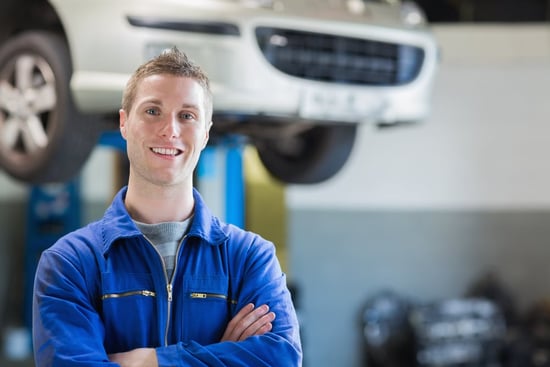 Portrait of confident male mechanic in workshop