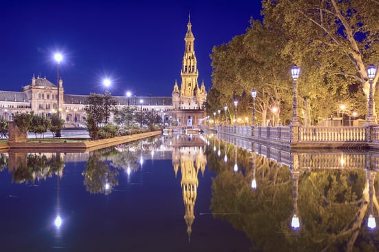 Seville, Spain at Spanish Square (Plaza de Espana).
